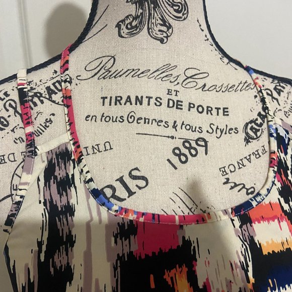 fun strapy flowy summer dress with neutral and bright colours - Picture 2 of 4